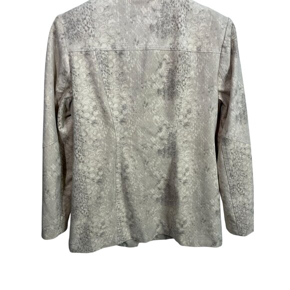 Chicos tan faux suede moto jacket small snake print preppy old money quiet luxur - Picture 10 of 16